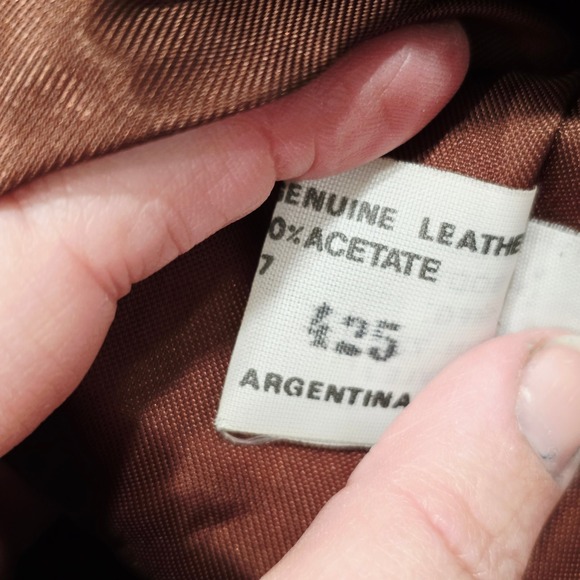 Vintage Comint Metallic Patterned Leather Bomber Jacket Brown Size M - Picture 12 of 15